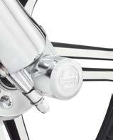 DYNA 165 Chassis Trim Front End f. Aluminator Chrome Billet Front Axle Nut Cover Kit Chrome-plated aluminum Billet Axle Cover Kit with the classic styling of the Aluminator Collection.
