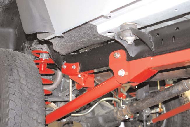 Install the new Skyjacker rear brake line bracket using the OE hardweare at the factory postion on the driver side frame.