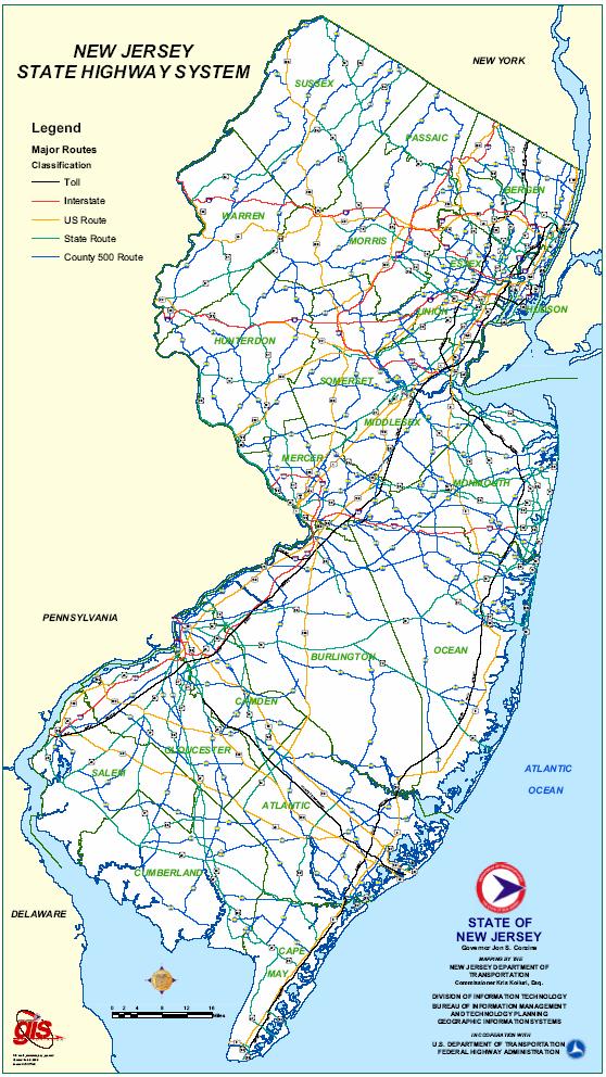 CURRENT STATUS OF THE STATE HIGHWAY SYSTEM Description of System There are approximately 38,566 centerline (CL) miles of roadways in New Jersey.