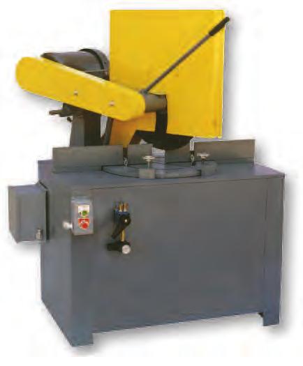 ABRASIVE MITERING SAWS MODEL KM10 10" SAW 3 HP MODEL KM14 14" SAW 5 HP 0 45 left/right. Spindle RPM 4400. Capacities 2-1/2" solid, 3" pipe, 3.5" at 45. Dimensions L 26" x W 24" x H 50".
