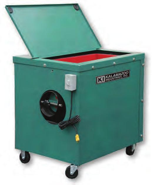 VIBRATORY FINISHER MODEL KVF3 3.3 cubic ft. capacity. Quiet operation. 500 lbs capacity. Compact design. Portable on wheels.