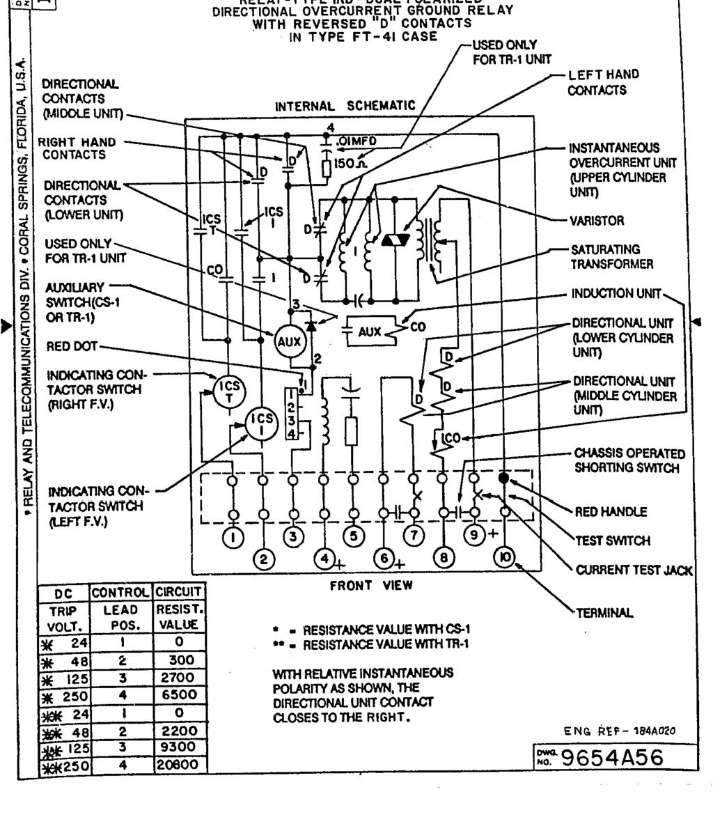 *Sub 2 9654A56 Figure 12: Internal Schematic of the Type IRD Relay, with Field