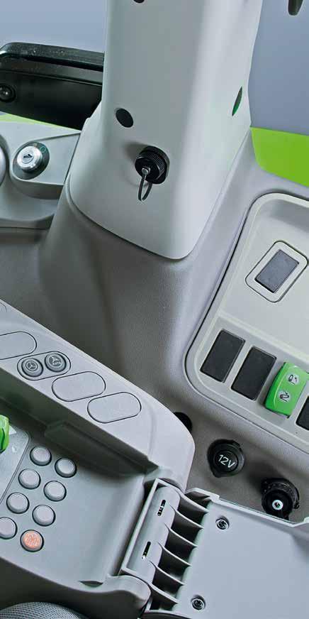 PTO controls (front/rear) are conveniently integrated in the armrest...... along with the front and rear lift controls.