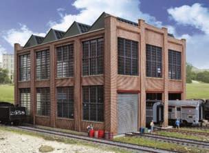 With appropriate signs and details, virtually any industrial building kit can be adapted for your railroad shop scene.