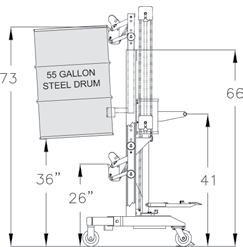 drums on spill or standard pallets. Spring-loaded clamp holds any 3/16" or higher drum rim.