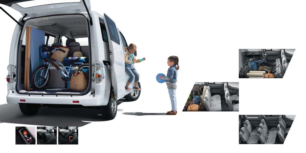 Cargo space for all your to-do s. When it comes to cargo, your e-nv200 Combi is incredibly versatile, so nothing gets in the way of your plans.