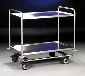 Utility Carts, STAINLESS STEEL Frame handles and shelves are made of STAINLESS STEEL. Noise absorbing shelves due to inner lining.