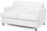 WHISPER Whisper Sofa White Leather 87 L x 37 D x 35