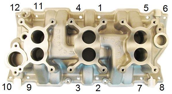 4. When you are fully prepared to install the intake manifold, apply a 1/4 wide bead of oil-resistant RTV-silicone sealant to the front and rear block-sealing surfaces, making sure to overlap