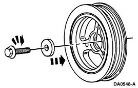 Stage 4: Tighten an additional 85-90 degrees. 4. Lower the vehicle. 5. Install the drive belt.