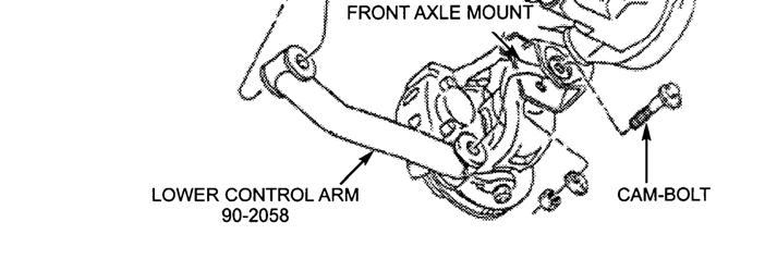 90-2310 15-11255 NOTE: If you vehicle is equipped with ABS brakes reinstall sensor wire to inboard side of gusset located on lower control arm. 3. Mark center of lower coil spring pad.