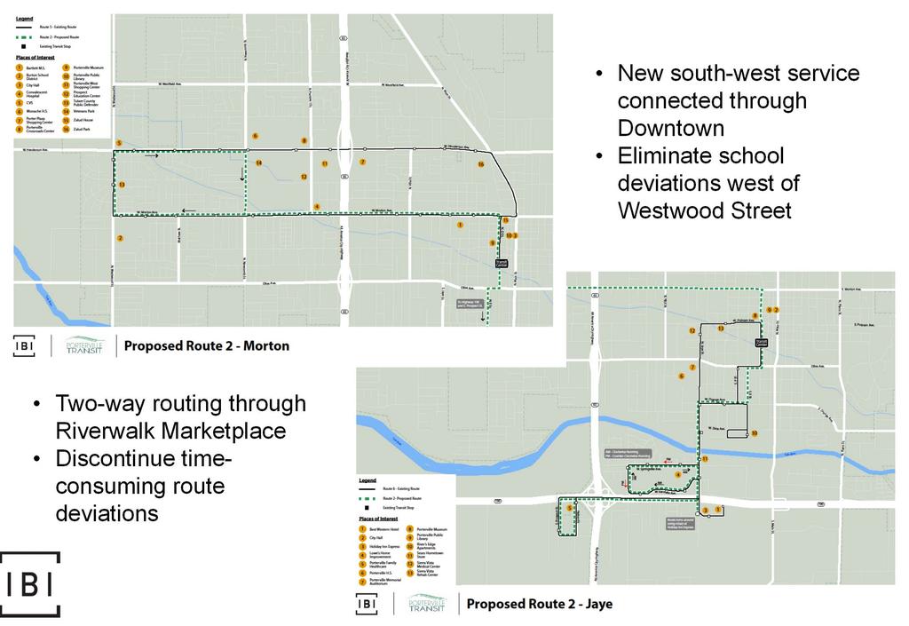 Route 2 Morton/Jaye New south-west service connected through Downtown Eliminate school deviations west