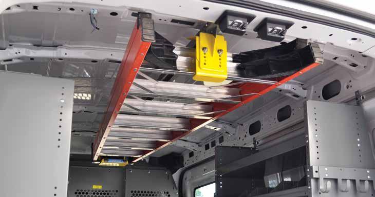 Interior Ladder Rack Transit LADDER KEEPER Designed to be loaded from outside the vehicle, the Ladder Keeper features a spring-loaded clamp that holds