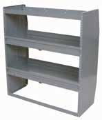 adjustable shelves. The top and bottom shelf feature a lip, the center two shelves feature a 4 lip. Each shelf can be adjusted up or down on one inch increments.