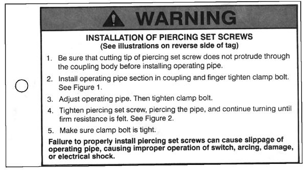 G-6580-1 B Ç WARNING Piercing Set Screws G-3176R1d