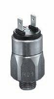 0169 Piston pressure switches 42 V Zinc-plated steel body With M3 screw or push-on terminals Overpressure safe to 600 bar With external thread 36 9 hex 24 AMP 6.3 x 0.