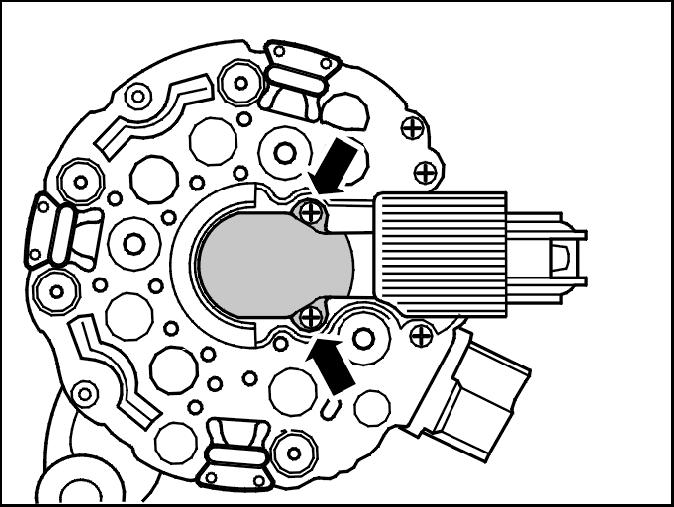 6. Zamenjava regulatorja, krtačk ali diodnih plošč Removing the carbon brush set Remove: the generator.