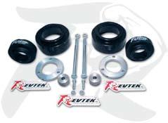 on Revtek s unique split spacer system Made in the USA Works within the OEM suspension geometry No cutting or welding necessary Virtually indestructible polyurethane rear spacers Does
