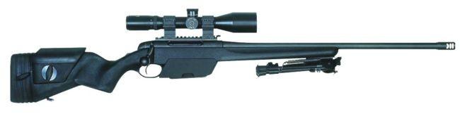 C14 Timberwolf sniper rifle is a manually operated bolt action rifle. It uses rotary bolt with dual front locking lugs and additional locking lug at the rear of the bolt.