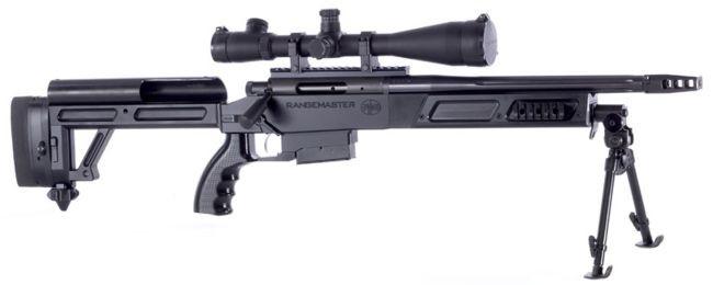 Rifle is normally fitted with folding bipod and an integral rear monopod in the buttstock, adjustable for height.