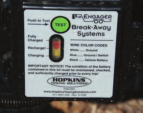 IMPORTANT If the battery is weak or dead (red indicator, even after charging), as indicated by the indicator light, the battery must be replaced. 3. Plug the trailer into the tow vehicle.