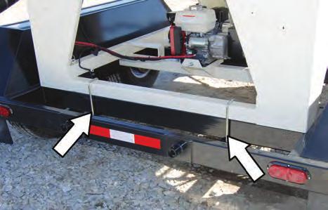 Properly maintained wheel nuts prevent loose wheels and broken studs. The front hitch section of the seed tender is bolted to the trailer frame.
