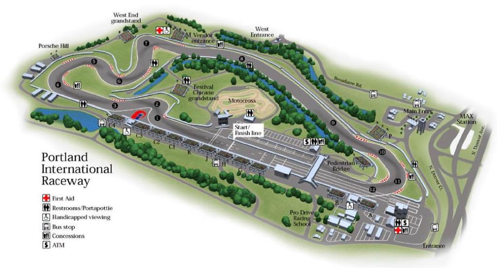 Facility Location and Map Portland International Raceway is within the city limits of Portland, located just west of the I-5 Freeway (exit 306-B), about 6 miles west of Portland International