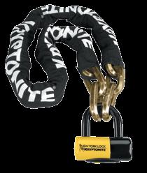 95 KRYPTONITE FAHGETTABOUDIT CHAIN WITH NEW YORK DISC LOCK 14mm six-sided chain made of triple heat-treated boron manganese steel for ultimate strength Narrower inner