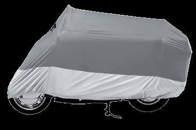a rain shower; this material also has a treatment to prevent mildew One sewn-in vent allows moisture to escape Soft cotton protects the windshield Elastic