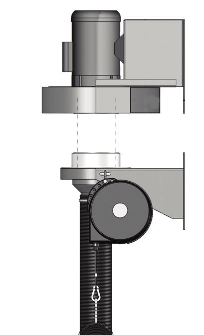 Maxidrive DFR fans have their own installation and support bracket. This type of fan is also usually designed for smaller diameter hose drops such as the 3 (75 mm) and 4 (100 mm) diameters.