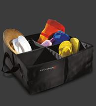 This portable organizer featuring the Dodge logo can be used as a divided storage bin, forming up to four