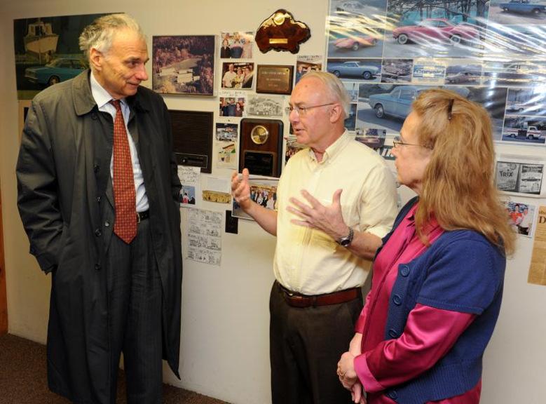 Nader stops in at Clark s Corvair Ralph Nader, who once famously called the Chevrolet Corvair "Unsafe at any speed" meets and talks with Clark Corvair owners Calvin and Joan Clark, who make their