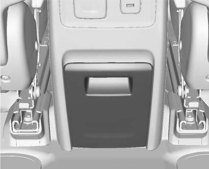 The back center console has a storage bin. Pull the handle down to access.