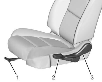 Seat Adjustment Manual Seats 1. Seat Adjustment Handle 2. Driver Seat Height Adjustment Lever 3. Seatback Lever To adjust a manual seat: 1. Lift the handle (1) under the seat to unlock it. 2. Slide the seat to the desired position, and then release the handle (1).