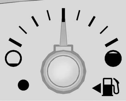 128 Instruments and Controls Fuel Gauge Base Level, Midlevel Similar Uplevel When the ignition is on, the fuel gauge indicates about how much fuel is left in the tank.
