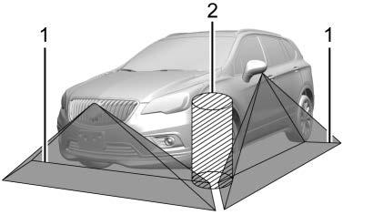 If equipped, the Front Vision Camera also displays when the Park Assist system detects an object within 30 cm (12 in).