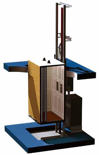 RESIDENTIAL ELEVATORS CHARACTERISTICS Up to 950 lb capacity (750 lb standard) 40 FPM nominal car speed Up to 6 stops with 50 feet of floor to floor travel Minimum pit depth of 10 inches required (12