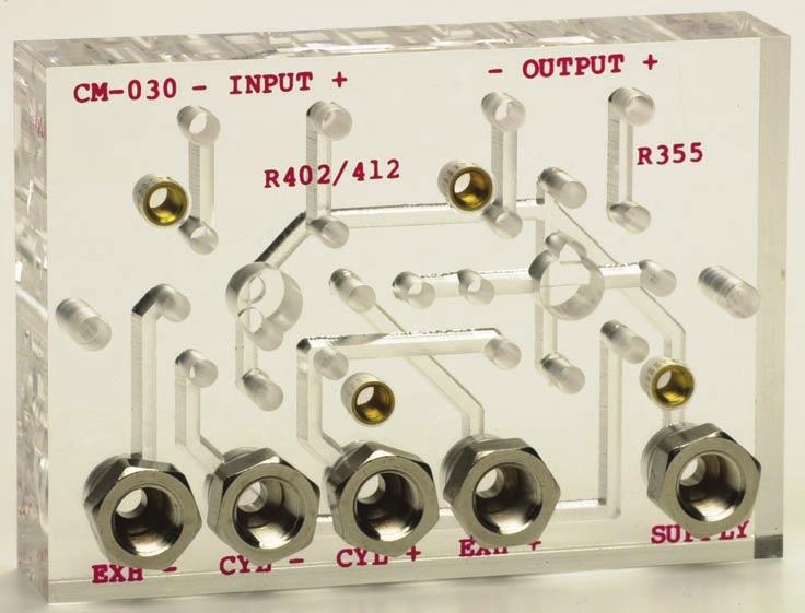 CM-00 Back pressure sensing for double acting cylinders ize: / x x / thick - modules Use: Highly versatile autocycler manifold for use as an accessory to an R-9 sequencer manifold to accomplish a