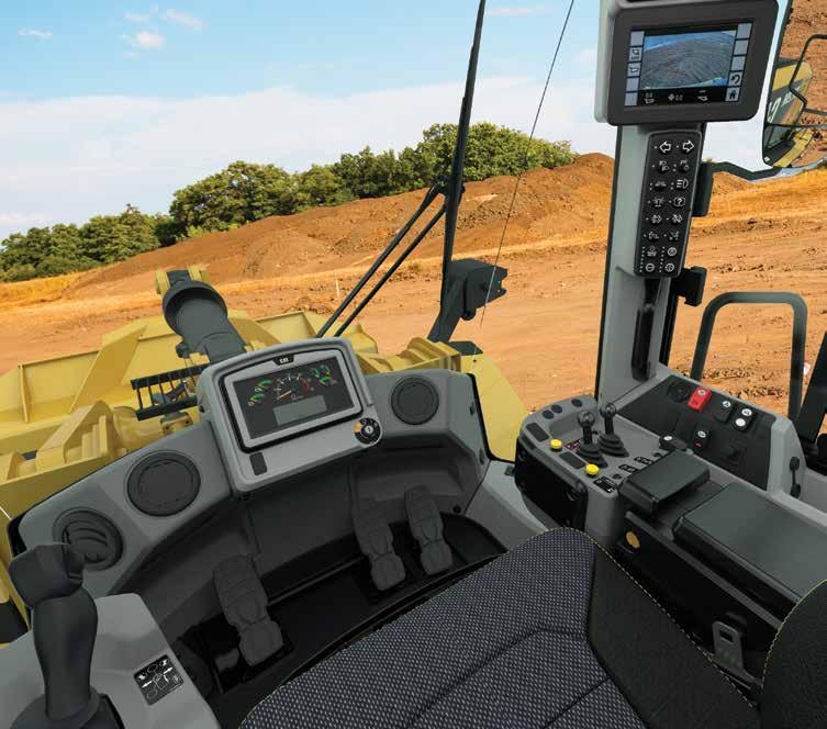 SMARTER CONTROLS AT YOUR FINGERTIPS TOUCHSCREEN DISPLAY Easy interface, machine controls, rear vision camera, intuitive navigation, and integrated Cat Production Measurement payload system let