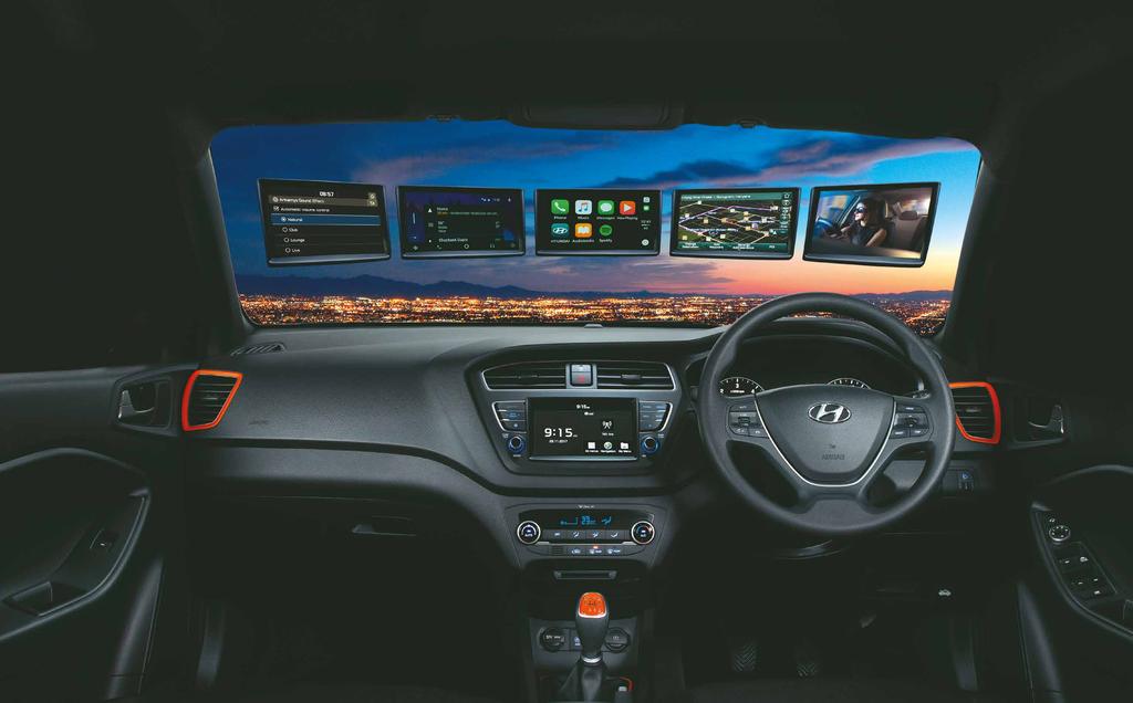 1 2 3 4 5 Human-connected Technology Its 17.77 cm Touchscreen Infotainment System allows you to navigate your way in style and groove to your favourite music, as you drive the 2019 ELITE i20. 1. Arkamys Sound Mood 2.