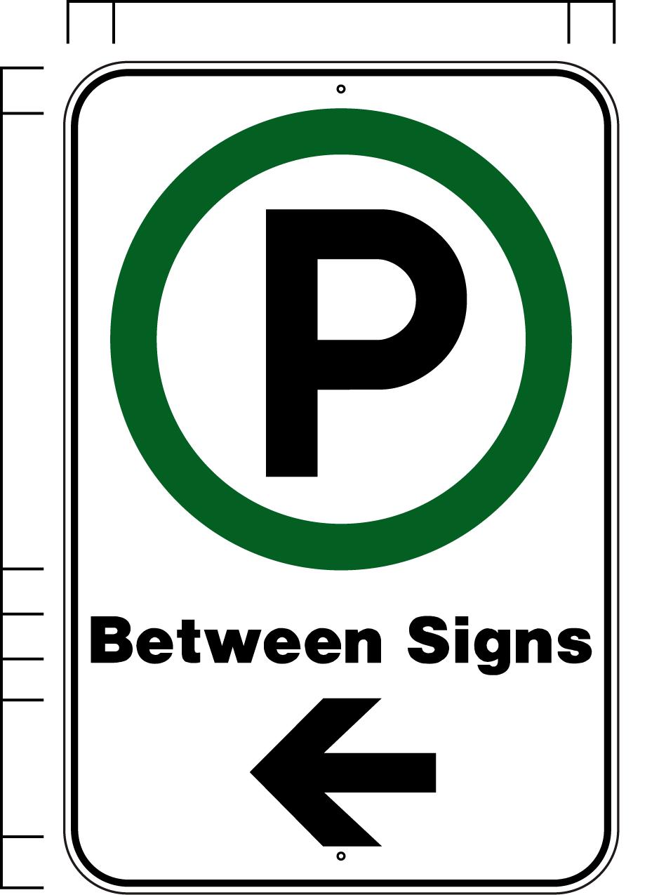 Parking Sign with rrows It is often useful to be able to designate the limits of a parking area. For example, a project might allow parking along only a certain stretch of a street or roadway.