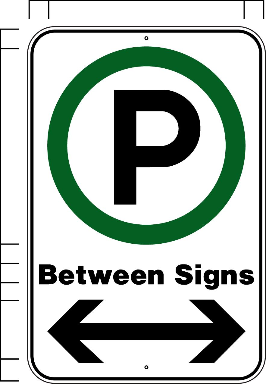 Parking Sign with rrows (cont d) 10 10 If an additional line of text is needed, add 1.5 to height of sign panel. Helvetica Bold arrow sized according to the guide in Section 4..875 3 1.