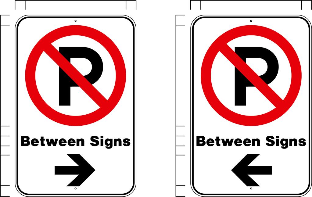 No Parking Sign With rrows It is often useful to be able to designate the limits of a no parking area. For example, a project may prohibit parking along only a certain stretch of a street or roadway.