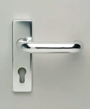 6 25 0 L Lever Handle Backplate Mounted Finish Round bar 'return to door' lever handle prefixed to a 0mm backplate Supplied with bolt through and face fixings Metal inner plate mm spindle supplied