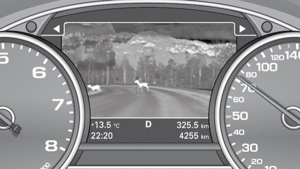 Night Vision Assist Detection of animals and cyclists Larger animals are identified because of their body heat.