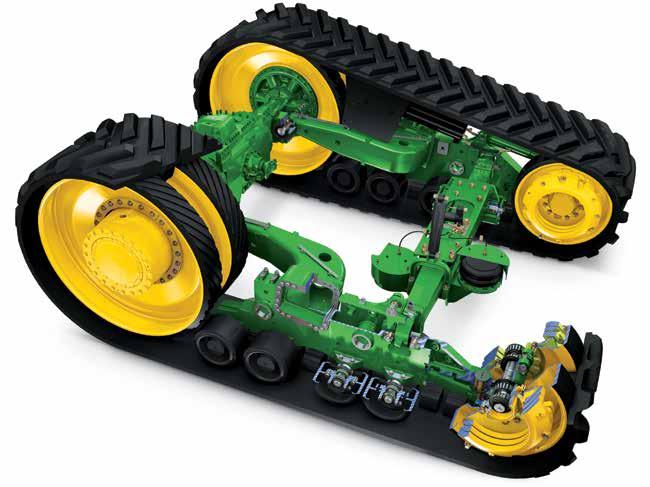 AirCushion Suspension System Go with a 9RT Series Track Tractor and get all the lugging power of a 4WD with added flotation and a super-smooth ride thanks to the John Deere AirCushion Suspension