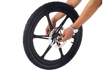Meter Operation Assemble Steps( front wheel part) 1: Open the package, fix the front wheel with attached tools (as picture shows)
