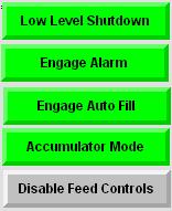 Mode- feed is accumulators, Sensor Fault = the tank sees material on the high level sensor but not on the low level sensor. Accumulated time readout when tank is filling in seconds.