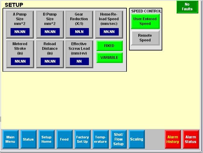 HMI Navigation Overview Setup NOTE: These values are set at the factory and typically do not need to be changed.