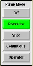 Continuous Mode allows the pumps to cycle continuously at a defined flow rate. Operator Mode lets the operator determine the shot size by how long the start device is actuated at a defined flow rate.